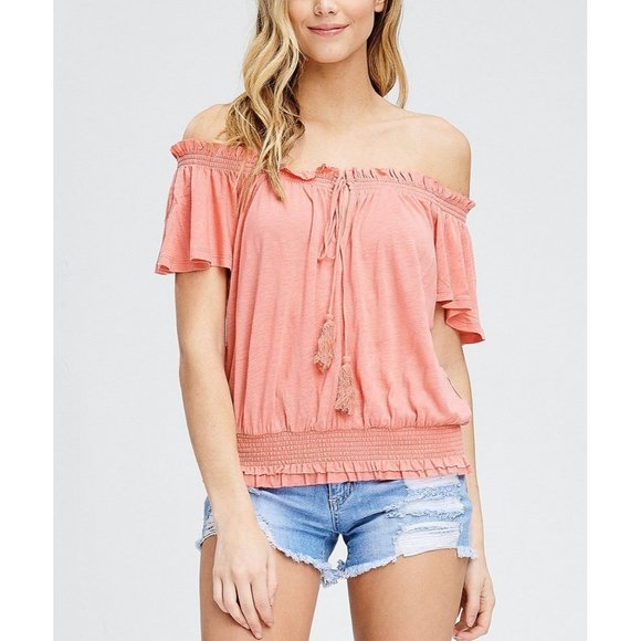 Free People FP Movement Pink Off Shoulder Top - Picture 13 of 14